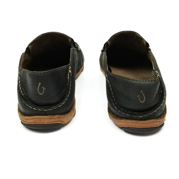 OluKai Moloa Convertible Drop In Nubuck Leather Slip On Shoes Men 10 Black Brown - Picture 5 of 12